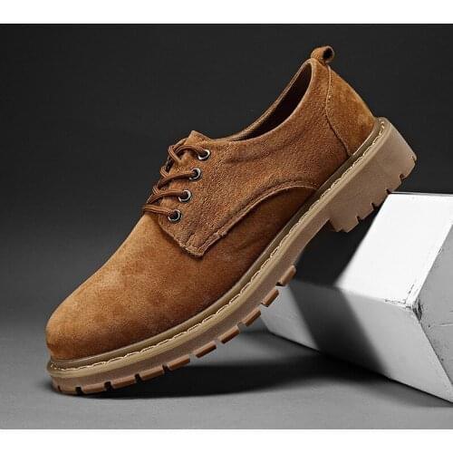 Retro English Style Men Fashion Suede lace up Shoes all-match wear-resistant breathable casual Shoes