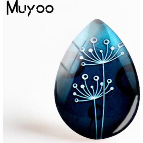 2018 New Dandelion Art Jewelry White Dandelions Tear Drop Glass Cabochon Handmade Cabochons Gifts Women