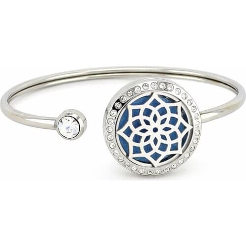 New Silver color Crystals 25mm 316L Stainless Steel Perfume Locket Bangles Aromatherapy Essential Oil Diffuser Pendant Bracelet
