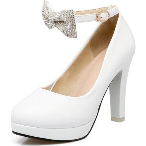 Sweet bowknot shallow mouth thick with ultra-high with waterproof Taiwan round head spring new 31 1822-45 single shoes