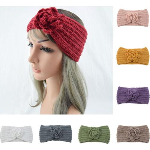 Autumn Warm Woolen Headbands Winter Knitted Crochet Earmuff Turban Hair Bands Headwrap For Women Adult Head Band Warmer Ear