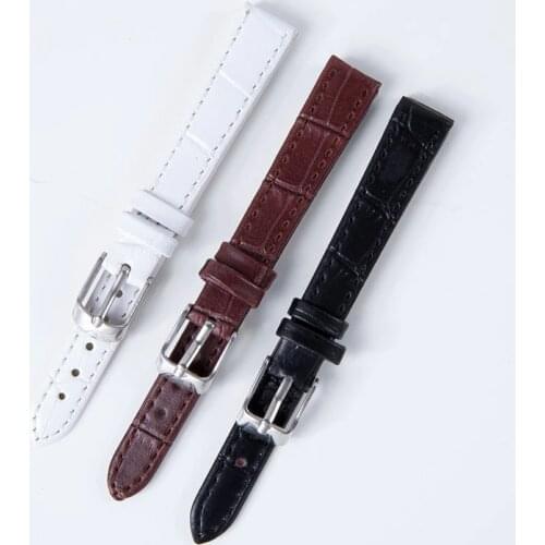 High Quality Leather Bamboo Pattern Watchband with Silver Buckle Clasp Watch Accessories Watch Strap 12mm 14mm 16mm 18mm 20mm