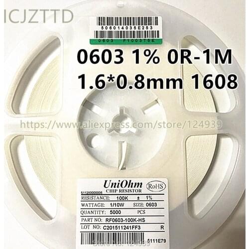 RF0603 0603 1% SMD RES 0R 1R 1.1R 1.2R 1.3R 1.5R 1.6R 1.8R 2R 2.2R 2.4R 2.7R 3R 3.3R 3.6R 3.9R 4.3R 4.7R 5.1R 5.6R 6.2R 6.8R 7.5