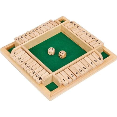 Deluxe Four Sided 10 Numbers Shut The Box Board Game Set Dice Party Club Drinking Games for Adults Families