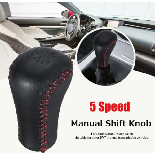 Black 5 Speed PU Leather Manual Car Gear Shift Knob For Lexus for Subaru for Toyota for Scion Red Line