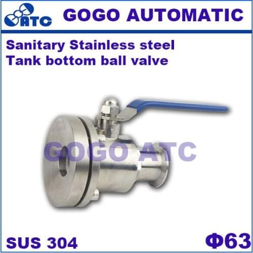 Sanitary Stainless steel 304 O.D 63 MM Bottom valve flange bottom valve Sanitary Tank bottom ball valve