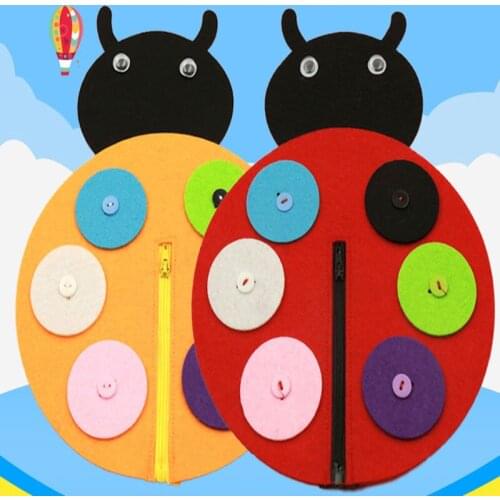 Cute Big Oragne & Red Ladybug Button Zip learning Felt Children handmade Nonwoven Decoration DIY Felt Package