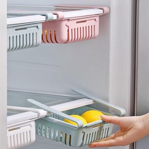 Retractable Kitchen Fridge Freezer Slide Drawer Plate Adjuestable Organizer Rack Under Shelf Drawer Shef Holder Home Storage Box