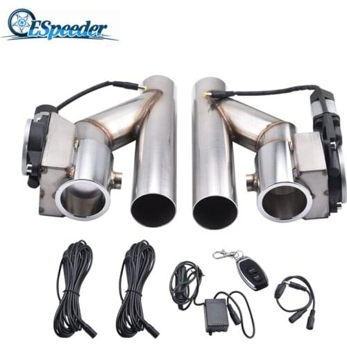 2.0'' 2.5'' 3.0'' Stainless Steel Headers Y Pipe Electric Exhaust Cutout Kit E-Cut Out Dual-Valve 1 in 2 Remote Control Exhaust