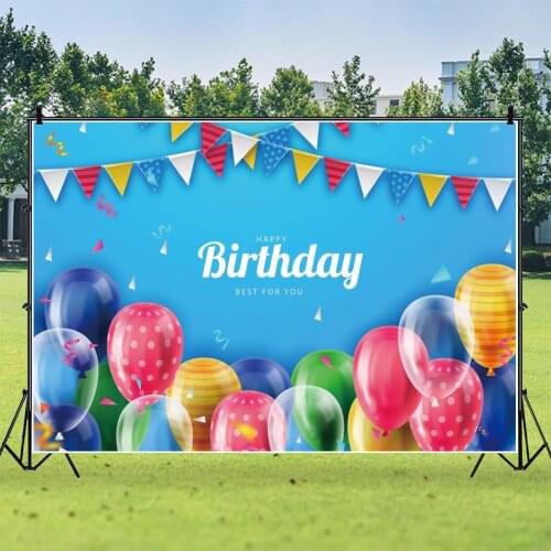 Bright Bunting Colorful Balloons Backdrops Photos Background Decorations for Kids Birthday Party Photography Props
