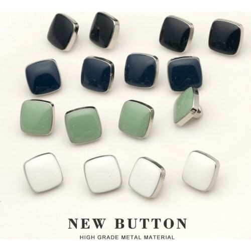 11mm Buttons for Clothing Women Shirt Square Button Metal Black White Small Botone Snap for Crafts Sewing Accessories 10pcs