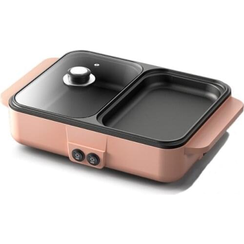 2 In1 Electric Hot Pot Cooker Multifunctional Smokeless Barbecue Electric BBQ Grill Non Stick Plate Barbecue Pan Hot Pot 220V