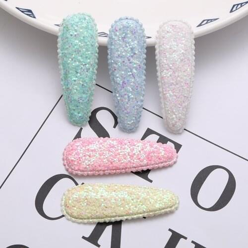 40pcs/lot 5.5cm shiny glitter hair clip cover Appliques For BB hair Clip Accessories DIY Kid patches