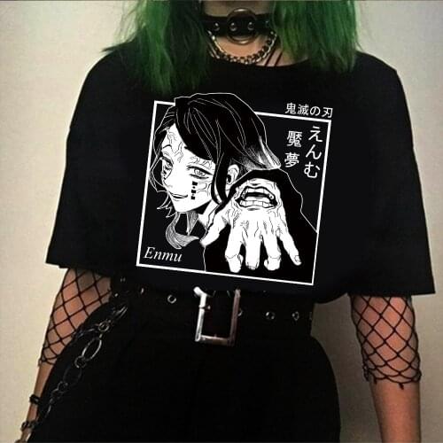 Anime Demon Slayer T Shirt Enmu Short Sleeve O Neck Tee Shirt Harajuku T-Shirt Tops Male