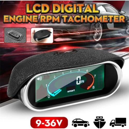 Car Universal LCD Meter Speedometer Digital 50-9999RPM engine tachometer Digital Engine Tach Gauge Boat Truck