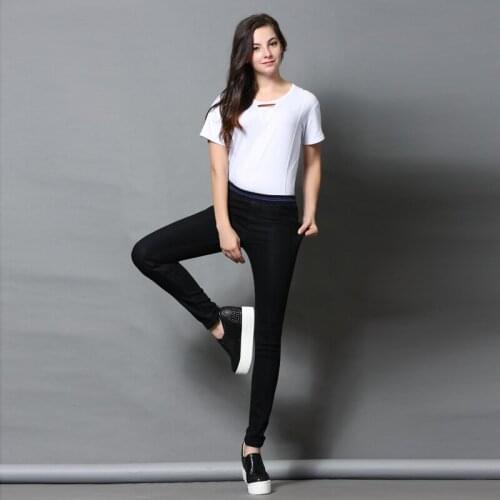 New Arrival Spring and Autumn Style Plus size 6XL 115Kg Women Jeans Show Thin Winter Female Pants Elastic elastic waist large