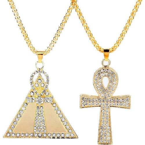 HANCHANG Boutique Jewelry Egyptian Pyramids Cross/Ankh Necklace for Women Men Necklaces Pendants Charms collares