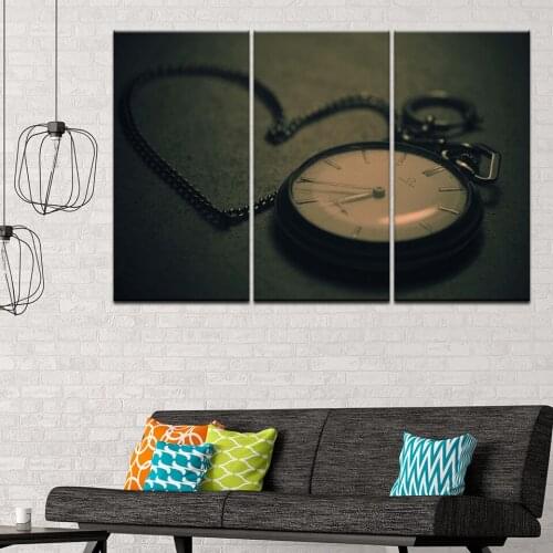 Canvas Painting Pocket watch and heart-shaped necklace 3 Pieces Wall Art Painting Modular Sport Wallpapers Poster Home Decor