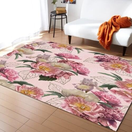 Pink Roses Peonies Carpet for Home Living Room Bedroom Bedside Decor Large Area Rug Kids Room Crawl Mat