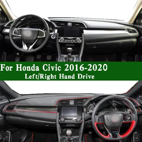 Fits Honda Civic X FC1 FC2 FC5 FC6 FC8 FC9 FC450 FK7 FK9 FK5 FK8 Type-R 2016-2022 Dashmat Dashboard Cover Pad Dash Mat Carpet