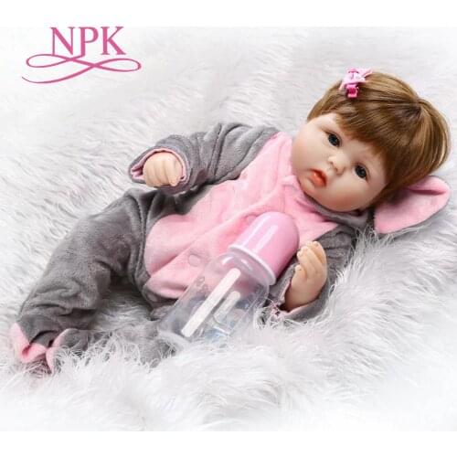 NPK wholesale cute reborn baby doll soft real touch silicone vinyl doll lovely baby best toys and gift for children