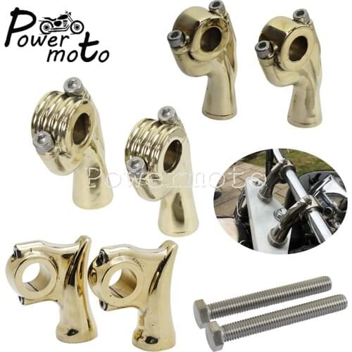 Rrough Craft / Smooth 1" or 7/8" 22/25mm Brass Handlebar Riser Vintage Custom Retro Bar Mount Clamp Riser for Harley Cafe Racer
