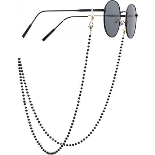 Fashion Bead Glasses Neck Strap Chain Glass Crystal Black Beads Eyeglasses Sunglasses Cord Lanyard for Women Men