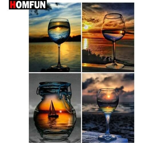 HOMFUN 3D Diamond Painting "Cup landscape" DIY Full Rhinestones Drill Cross-stitch Kits Square Round Diamond Embroidery