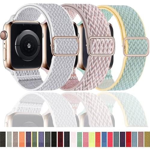 Nylon Strap for Apple watch band 44mm 40mm 38mm 42mm 44 mm Adjustable Elastic Sport solo Loop bracelet iWatch series 3 4 5 6 se