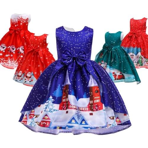New Pattern 3-5-7-9-11Y Girls Christmas Dress Kids Cartoon Dresses Children Clothes Baby Girls Ball Gown Dress for Prom Party