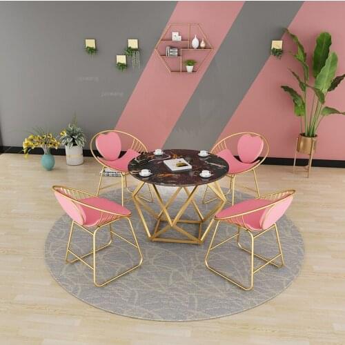 European-style Office Sofa Round Coffee Table Wrought Iron Hotel Dormitory Tea Table Chair Living Room Bedroom Small Side Tables