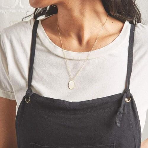 Visunion Oval Minimalist Pattern Necklace Fashion 12*18MM Oval 316L Stainless Steel Link Chain Jewelry Support Custom Design