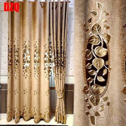 New manufacturers direct European light luxury curtain high grade hollow laser embroidered velvet chenille customized curtain