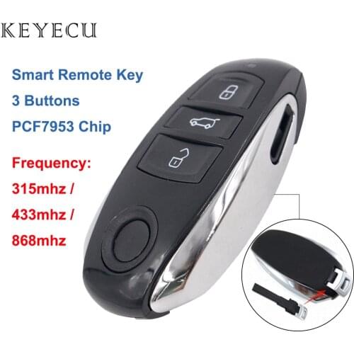 Keyecu Smart Remote Key 3 Button 315MHz / 433MHz / 868MHz PCF7953 Chip for Volkswagen Touareg with Small key 2011 2012 2013 2014