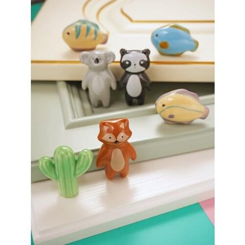 Cartoon Cute Animals Knobs and Handles Kids Bedroom Ceramic Furniture Children Cabinet Pulls Dresser Knob Cupboard Handle