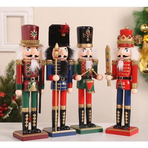 Handcraft Puppet Wooden Christmas nutcracker soldier Doll Gift Figures home office Party Ornament Xmas Decor