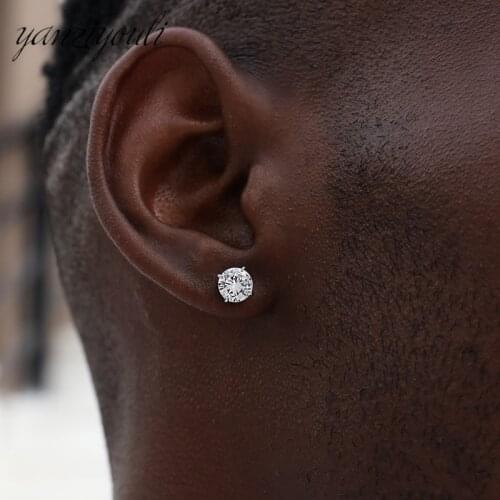 Fashion Cool Super Bling Titanium Steel Zircon Stud Earing For Women Men Crystal Ear Piercing Jewelry 2021 Brincos Christmas