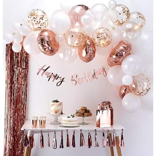 Rose Gold Balloon Arch Garland Kit White Latex gold confetti Balloons 54pcs/set decoration mariage Backdrop Wedding Party Decor
