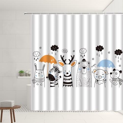 Cute Animal Little Yellow Duck Shower Curtain Cartoon Children Toy Poster Boy Girl Bathroom Wall Decoration Waterproof Screen