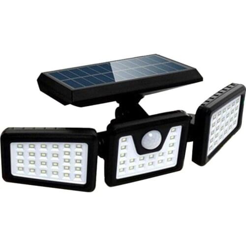 70 LED Solar Lights Outdoor 3 Head Motion Sensor For Yard Garden Garage Patio 270 Wide Angle Illumination Waterproof Wall Lamp