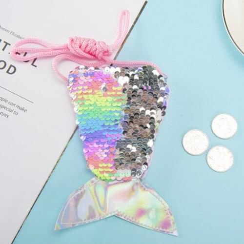 New Women Mermaid Tail Sequins Coin Purse Girls Crossbody Bags Sling Money Change Card Holder Shoulder Bags for Kids Gifts