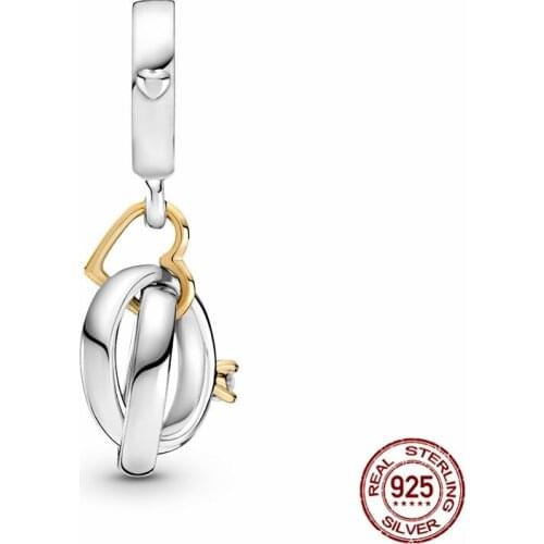 2021 New 925 Sterling Silver Two-tone Wedding Ring Charm Fit Original 3mm Bracelet&Bangle For Women Birthday Fashion Jewelry Gif