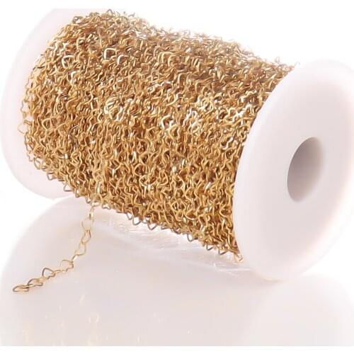 1 Meter Stainless Steel Gold Heart Chain Jewelry Findings Components for DIY Gifts Necklace Chains for Jewelry Making Wholesale