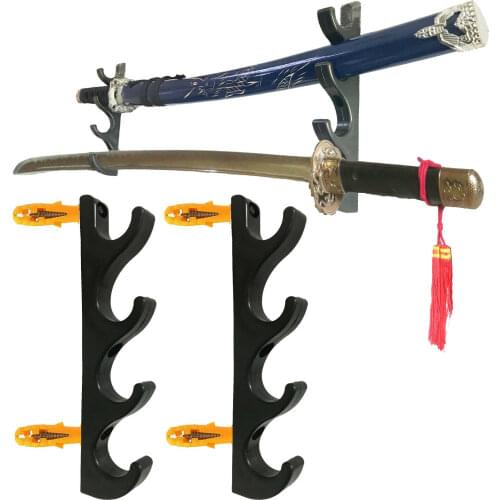2pcs/lot 4-Tier Wall Mount Samurai Sword Katana Holder Stand Hanger Bracket Rack Display