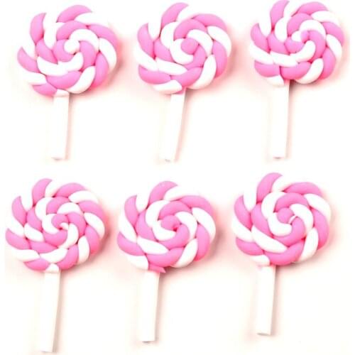20Pcs Pink Lollipop Decoration Crafts Beads Frame Flatback Cabochon Scrapbook Kawaii DIY Embellishments Accessories