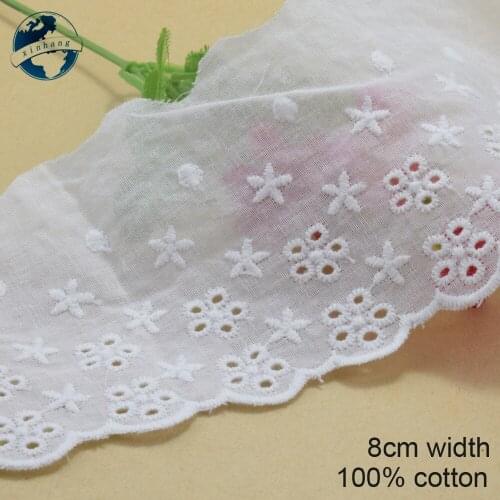 3yards 8cm white 100% cotton embroidery lace french lace ribbon fabric guipure diy trims warp knitting sewing Accessories#3249