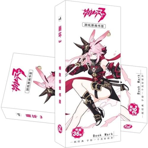 36 Pcs/Set Game Honkai Impact 3 Paper Bookmark Cartoon Book Holder Message Card Stationery Bookmarks