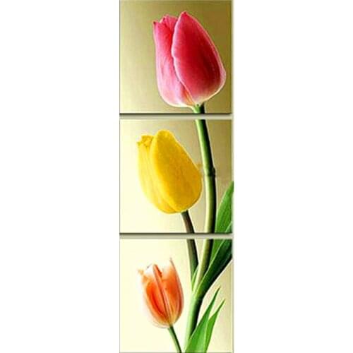 3D diy 3pc/set Red tulips diamond painting triptych High-end home decoration full square rhinestone Vertical flowers Needlework