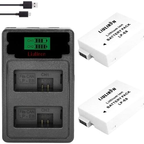 Bateria LP E8 LPE8 LP E8 Battery Batterie AKKU + type-c LCD Dual Charger for Canon EOS 550D 600D 650D 700D LP-E8