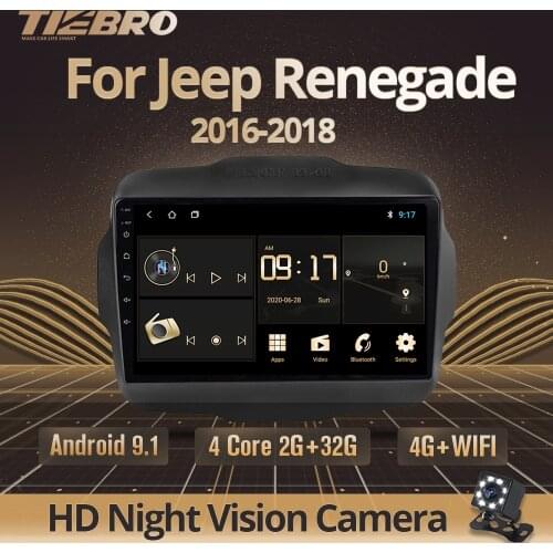 TIEBRO Car Multimedia 2DIN Android 9.0 Car Radio For Jeep Renegade 2016 2017 2018 Navi GPS Navigation 4G Stereo Video Player